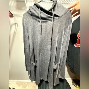 Bulotus Charcoal Cowl Neck Tunic Top 3X Long Sleeve Plus Size